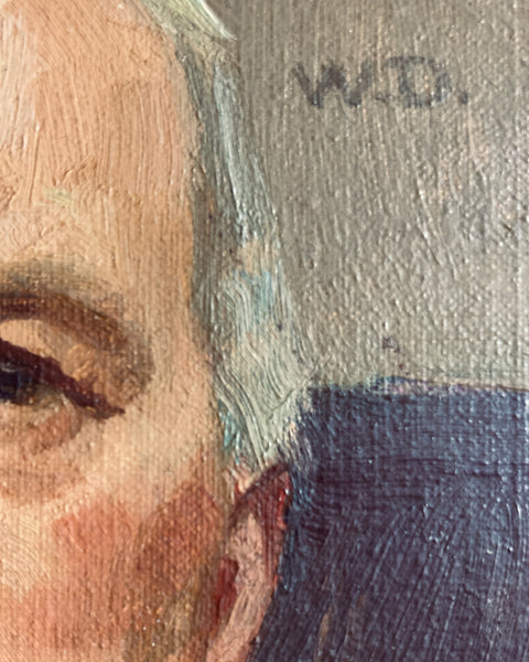 Small Portrait of a Man in a Coat, Oil on Board.