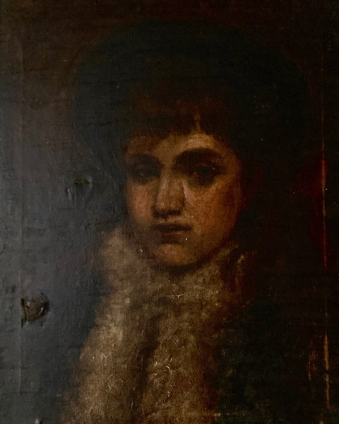 Dark Portrait of a Lady with Fur Collar