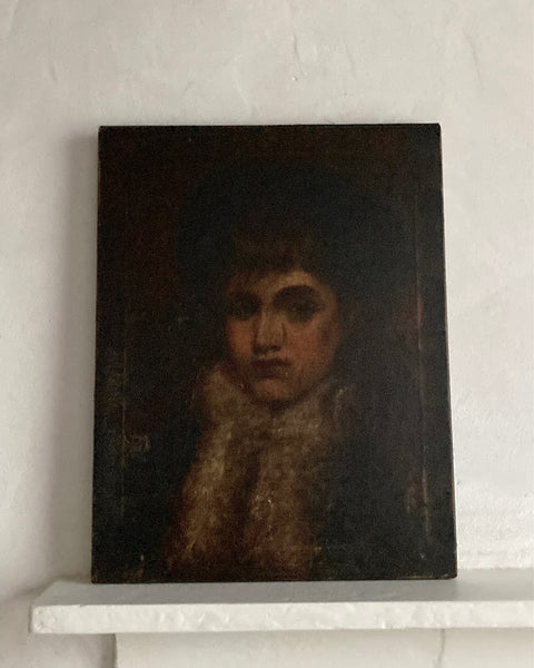 Dark Portrait of a Lady with Fur Collar