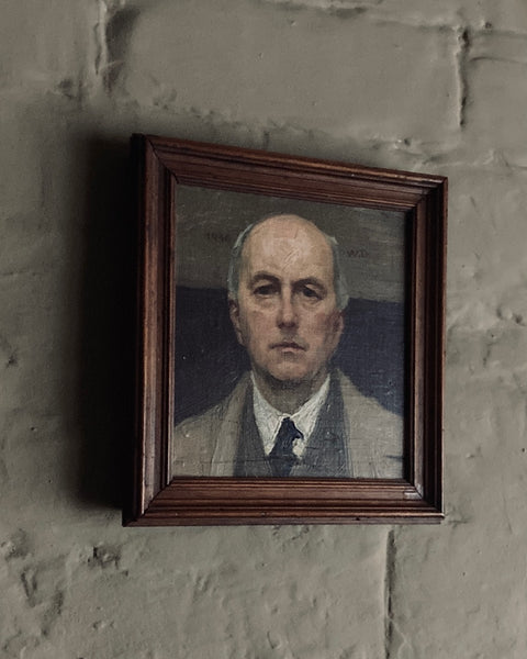 Small Portrait of a Man in a Coat, Oil on Board.