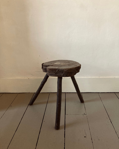 Natural Block Folk Stool from Brittany