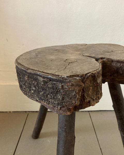 Natural Block Folk Stool from Brittany