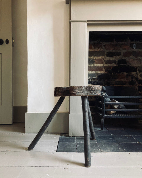 Natural Block Folk Stool from Brittany