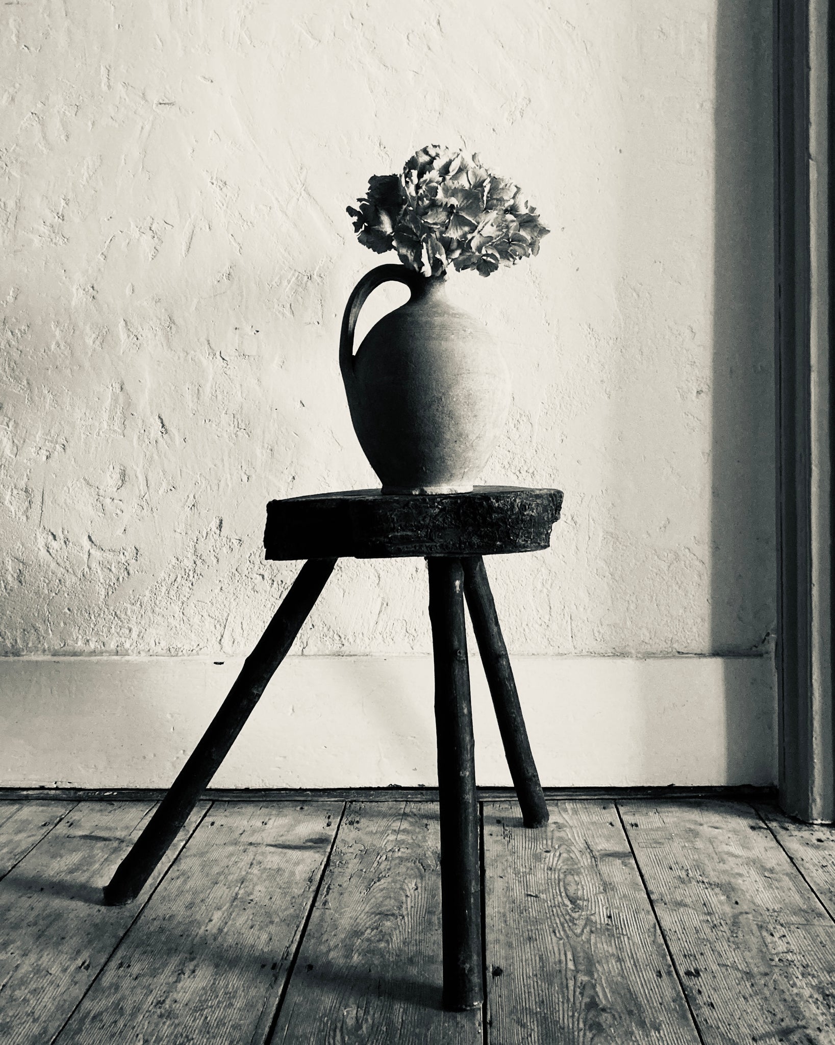 Natural Block Folk Stool from Brittany