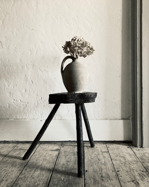 Natural Block Folk Stool from Brittany