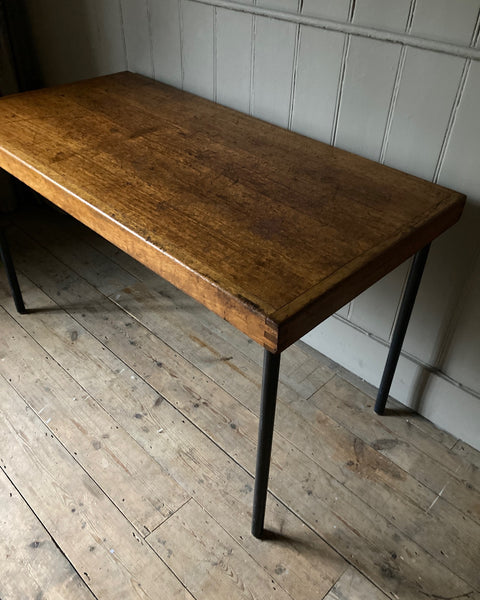 Simple Teak Table with Tubular Legs