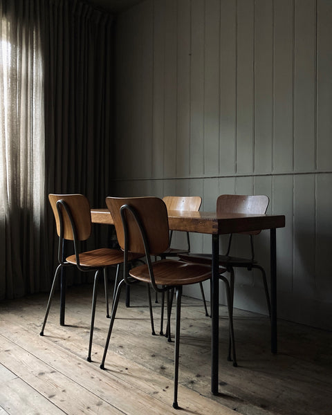 Simple Teak Table with Tubular Legs