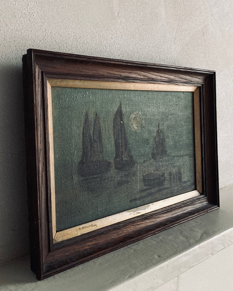 Small Oil On Canvas Sea Scape Painting