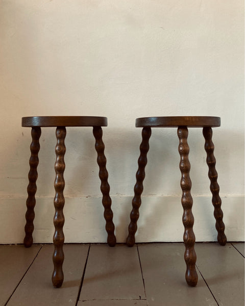 Pair of Demi Lune Bobbin Legged Stools