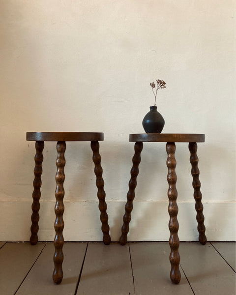 Pair of Demi Lune Bobbin Legged Stools