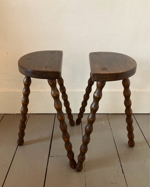 Pair of Demi Lune Bobbin Legged Stools