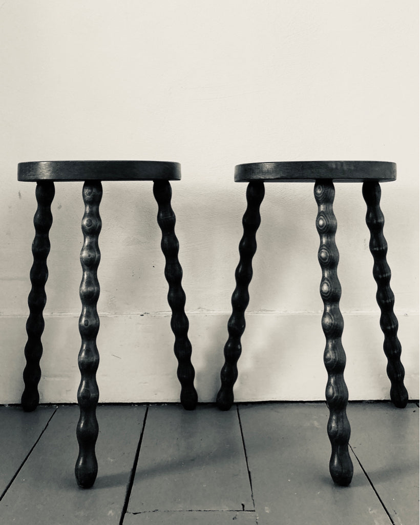 Pair of Demi Lune Bobbin Legged Stools