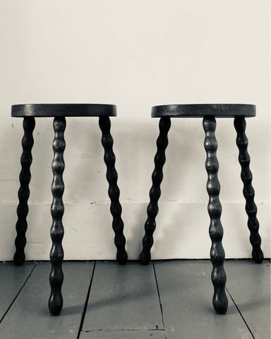 Pair of Demi Lune Bobbin Legged Stools