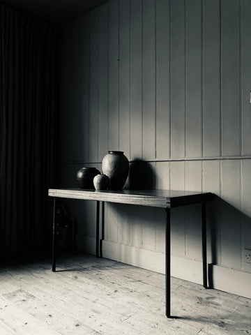 Simple Teak Table with Tubular Legs