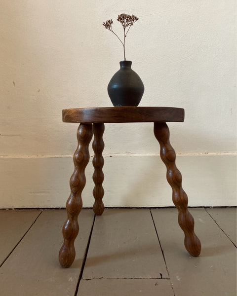 Small Bobbin Legged, Demi Lune Stool
