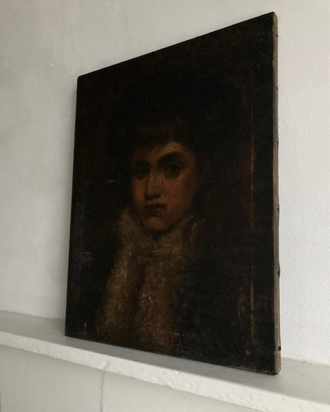 Dark Portrait of a Lady with Fur Collar