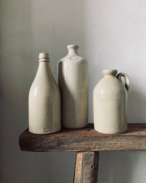 Set of Three, Creme Glazed Pottery