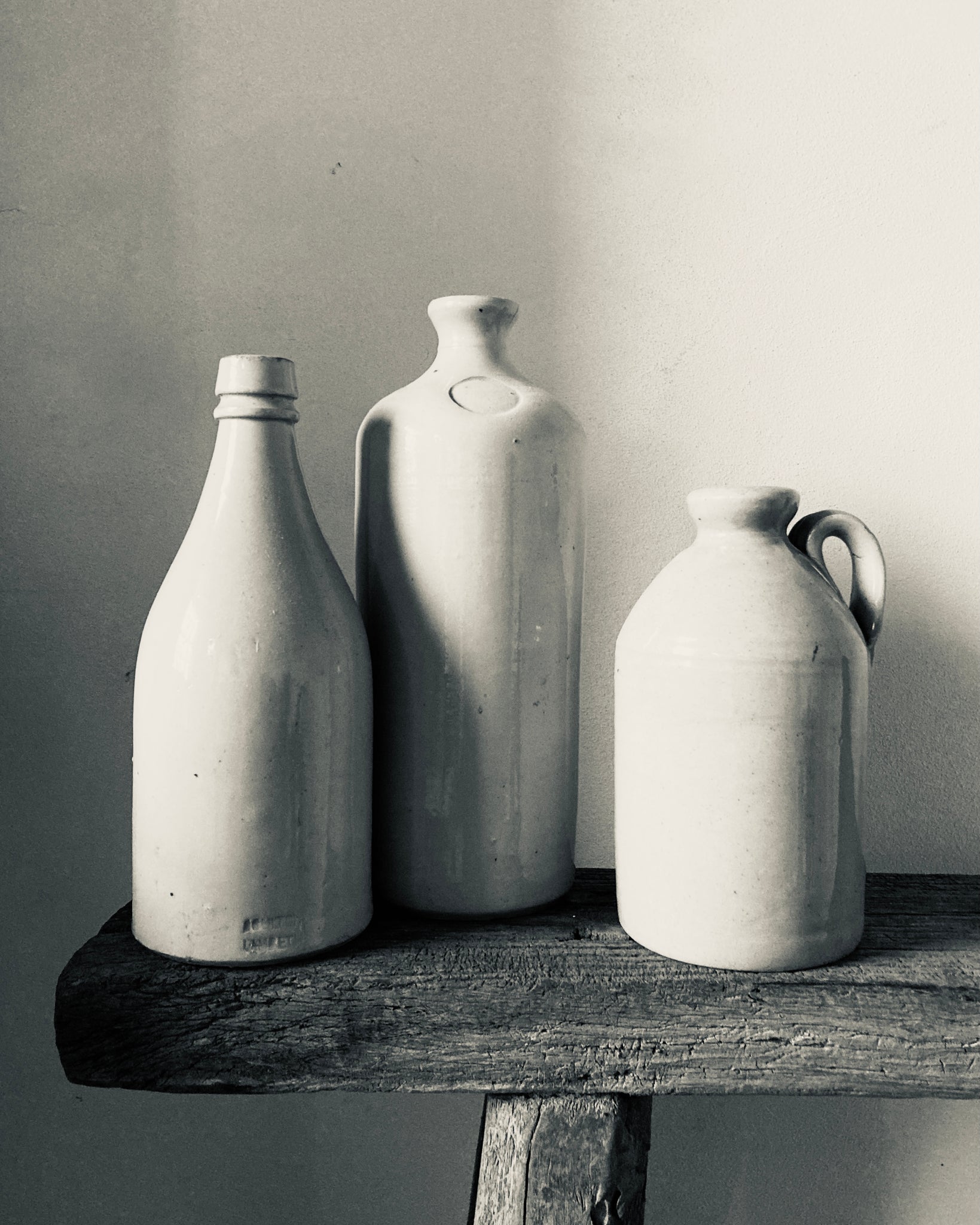 Set of Three, Creme Glazed Pottery