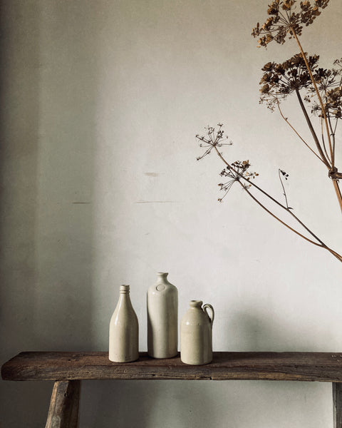 Set of Three, Creme Glazed Pottery