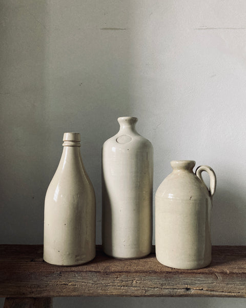 Set of Three, Creme Glazed Pottery